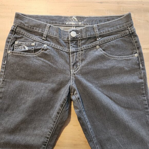 Jordache Jeans Straight Dark Wash Black Denim Bow Ankle Zip Size‎ 30 - 32x26 EUC - Picture 12 of 16